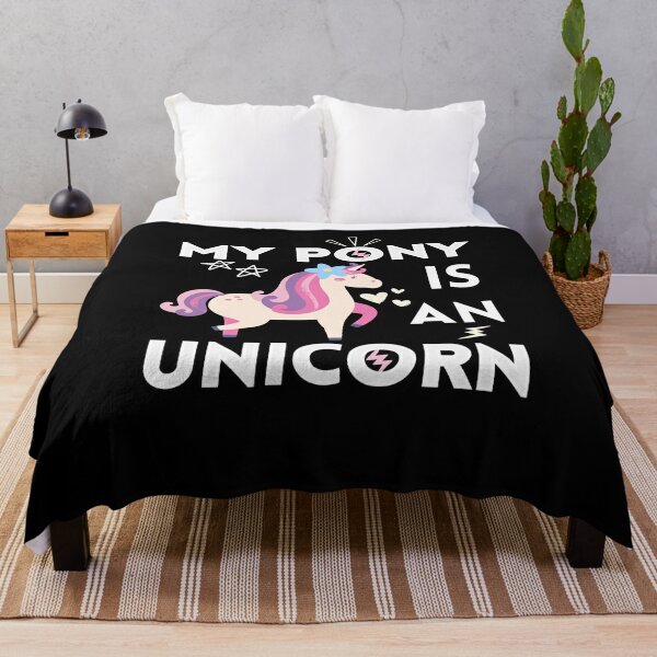 Harlow And Popcorn - My Pony Is An Unicorn Throw Blanket RB1212 product Offical harlowandpopcorn Merch